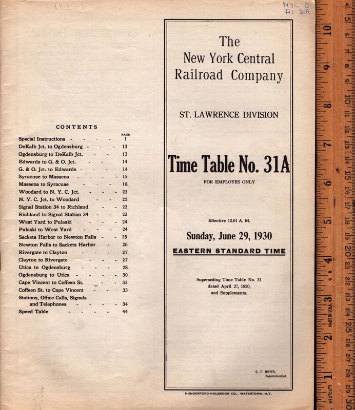 New York Central St. Lawrence Division 1930