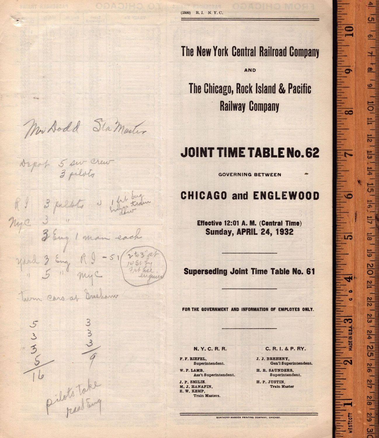 New York Central and Rock Island Joint 1932