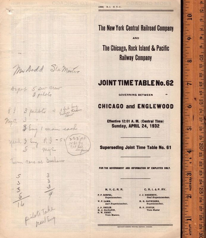New York Central and Rock Island Joint 1932