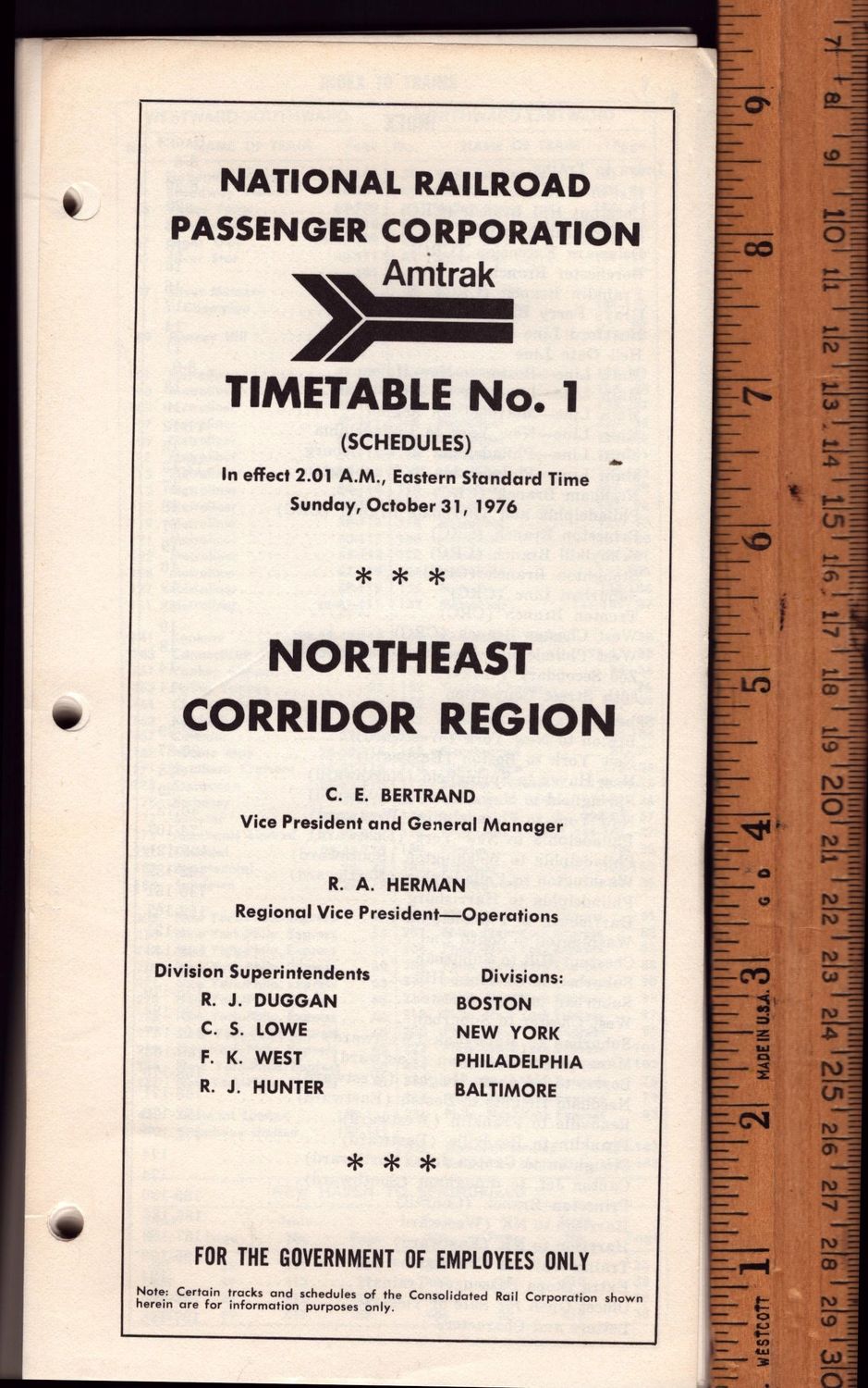 Amtrak Northeast Corridor Region 1976