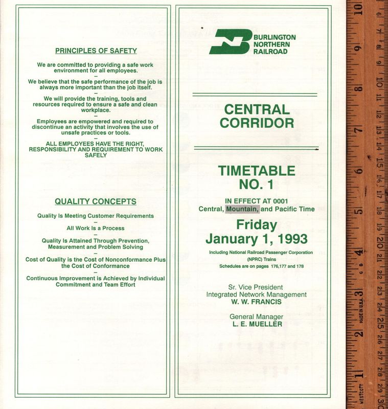 Burlington Northern Central Corridor 1993