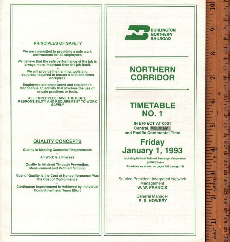 Burlington Northern Northern Corridor 1993