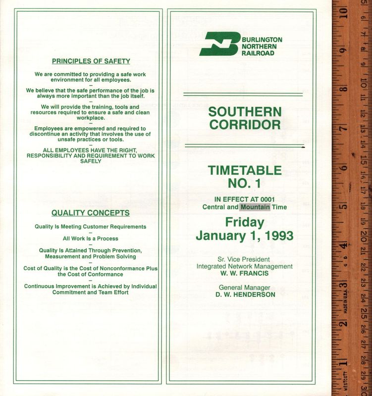 Burlington Northern Southern Corridor 1993