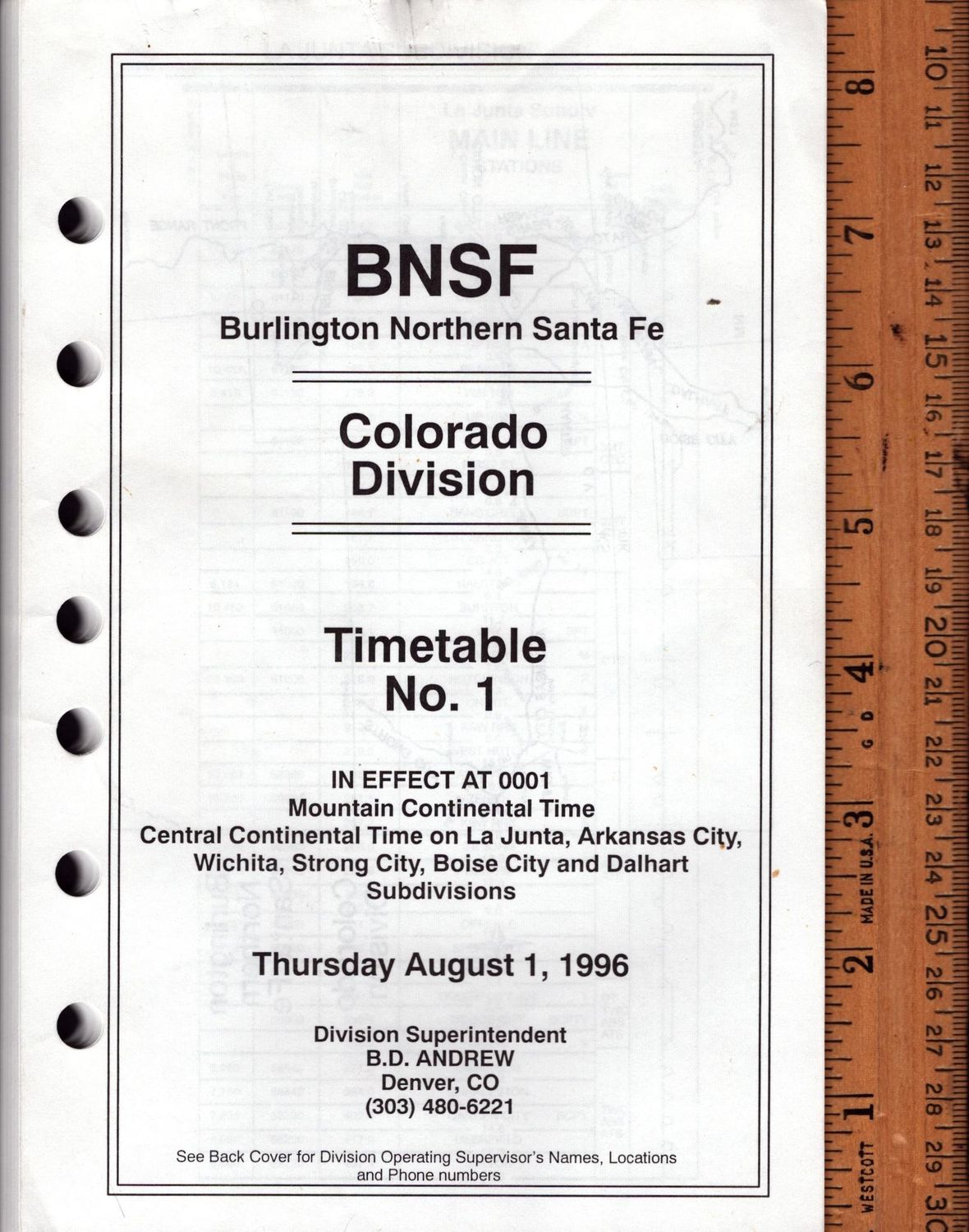 Burlington Northern Santa Fe Colorado Division 1996