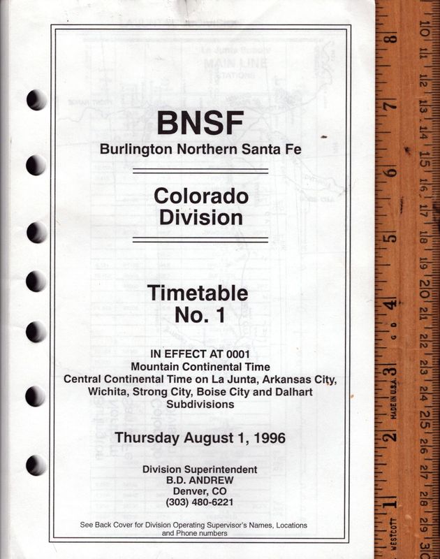 Burlington Northern Santa Fe Colorado Division 1996