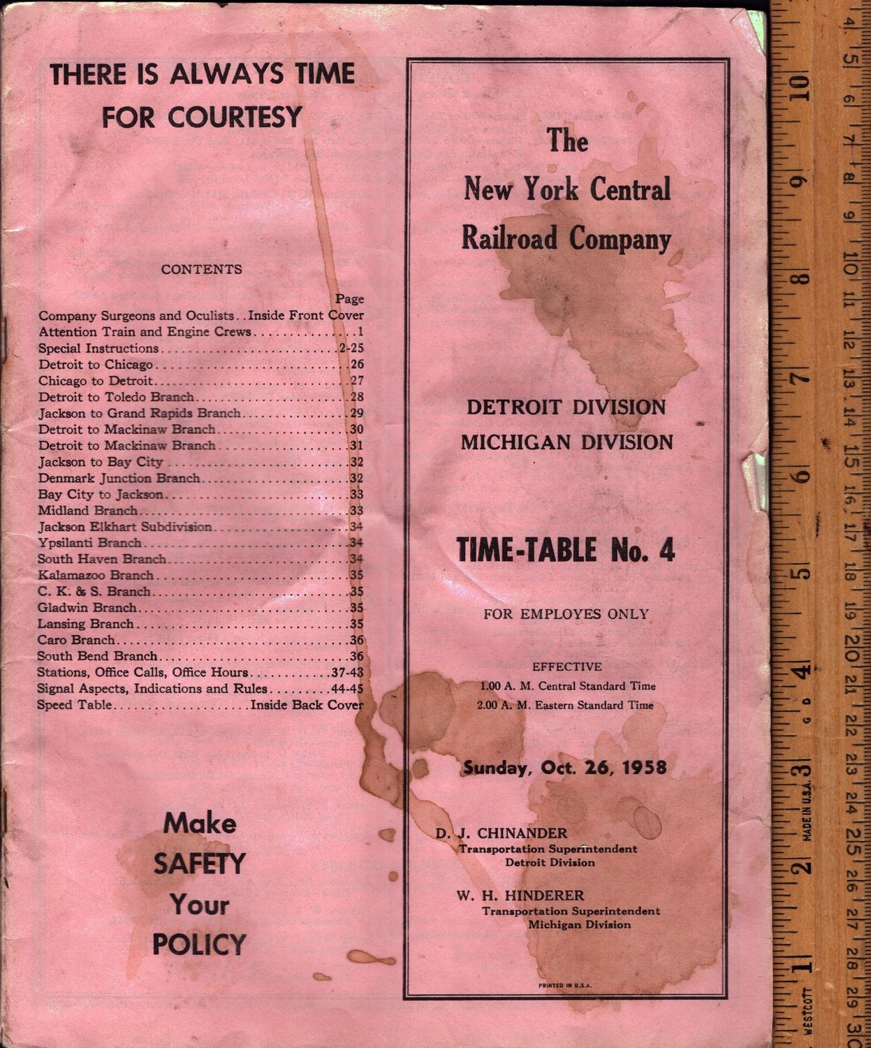 New York Central Detroit and Michigan Divisions 1958