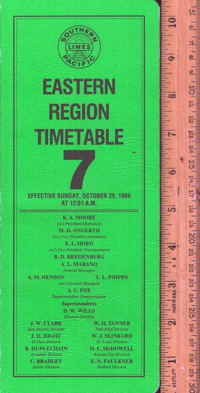 Southern Pacific Eastern Region 1989