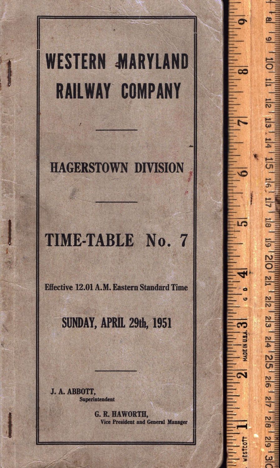 Western Maryland Hagerstown Division 1951