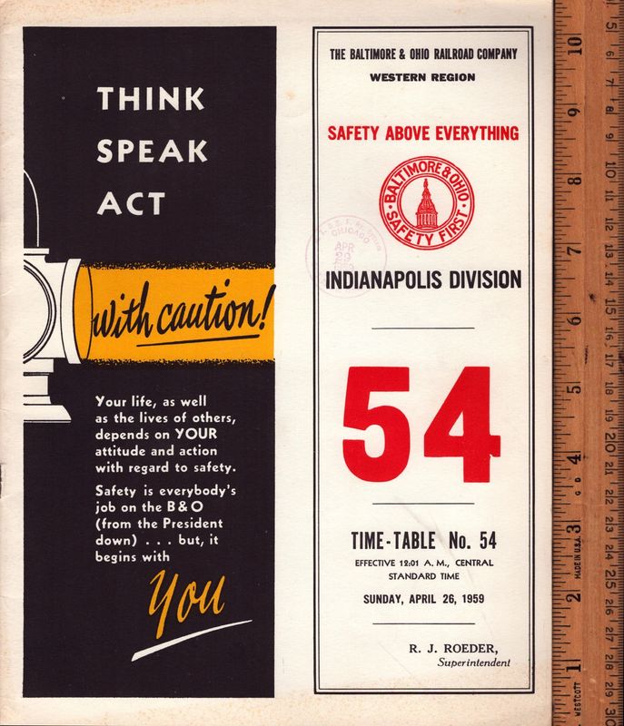 Baltimore & Ohio Indianapolis Division 1959