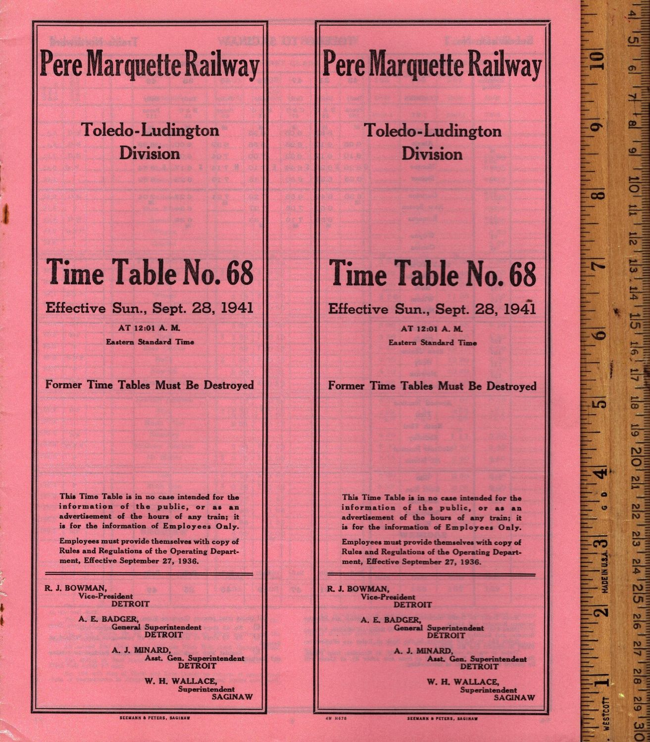 Pere Marquette Toledo-Ludington Division 1941