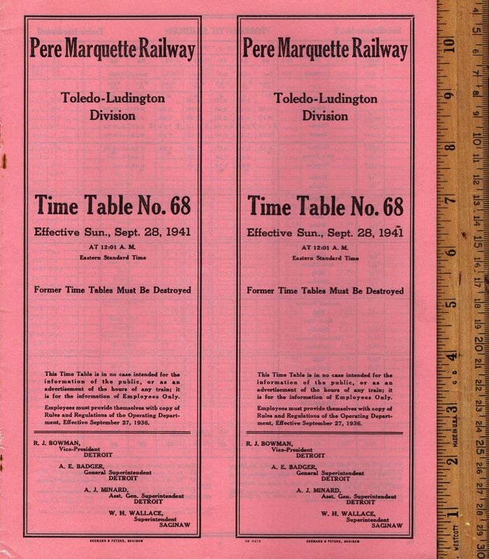 Pere Marquette Toledo-Ludington Division 1941