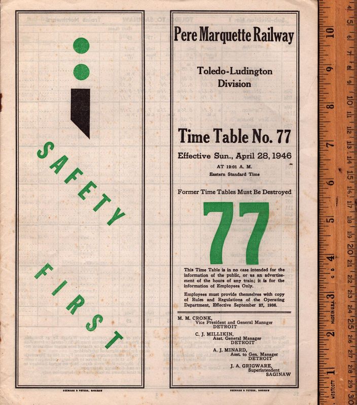 Pere Marquette Toledo-Ludington Division 1946