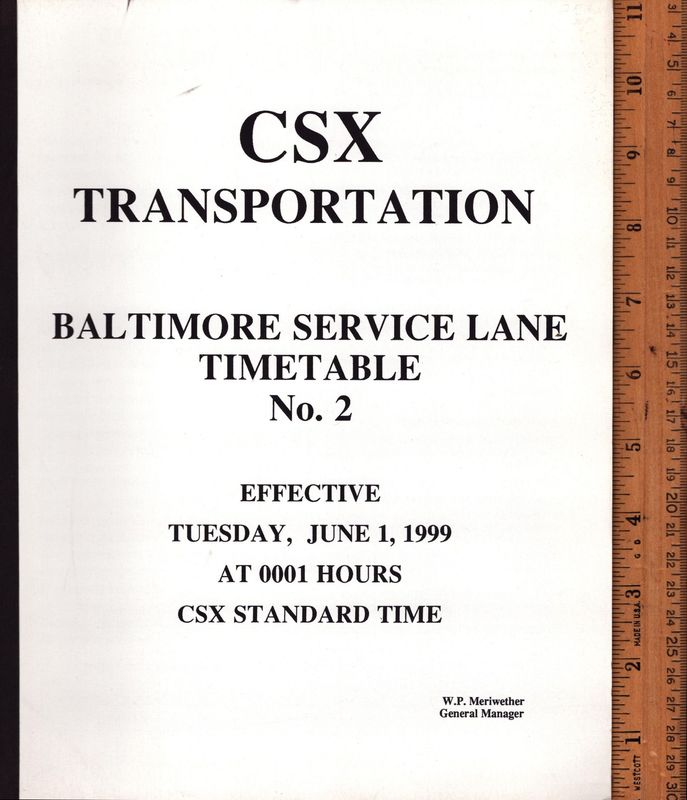 CSX Baltimore Service Lane 1999