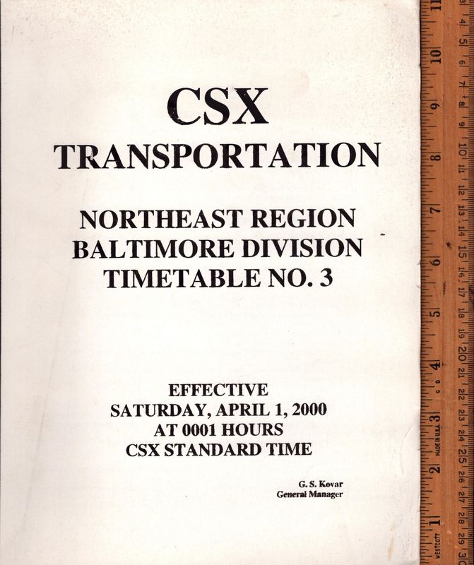 CSX Baltimore Division 2000