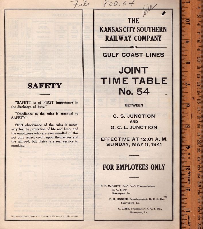 Kansas City Southern and Gulf Coast Lines Joint 1941