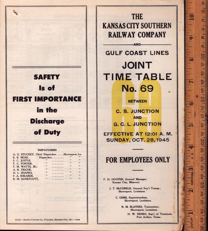 Kansas City Southern and Gulf Coast Lines Joint 1945