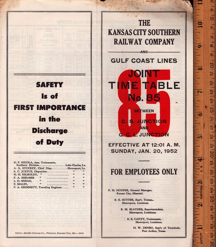 Kansas City Southern and Gulf Coast Lines Joint 1952