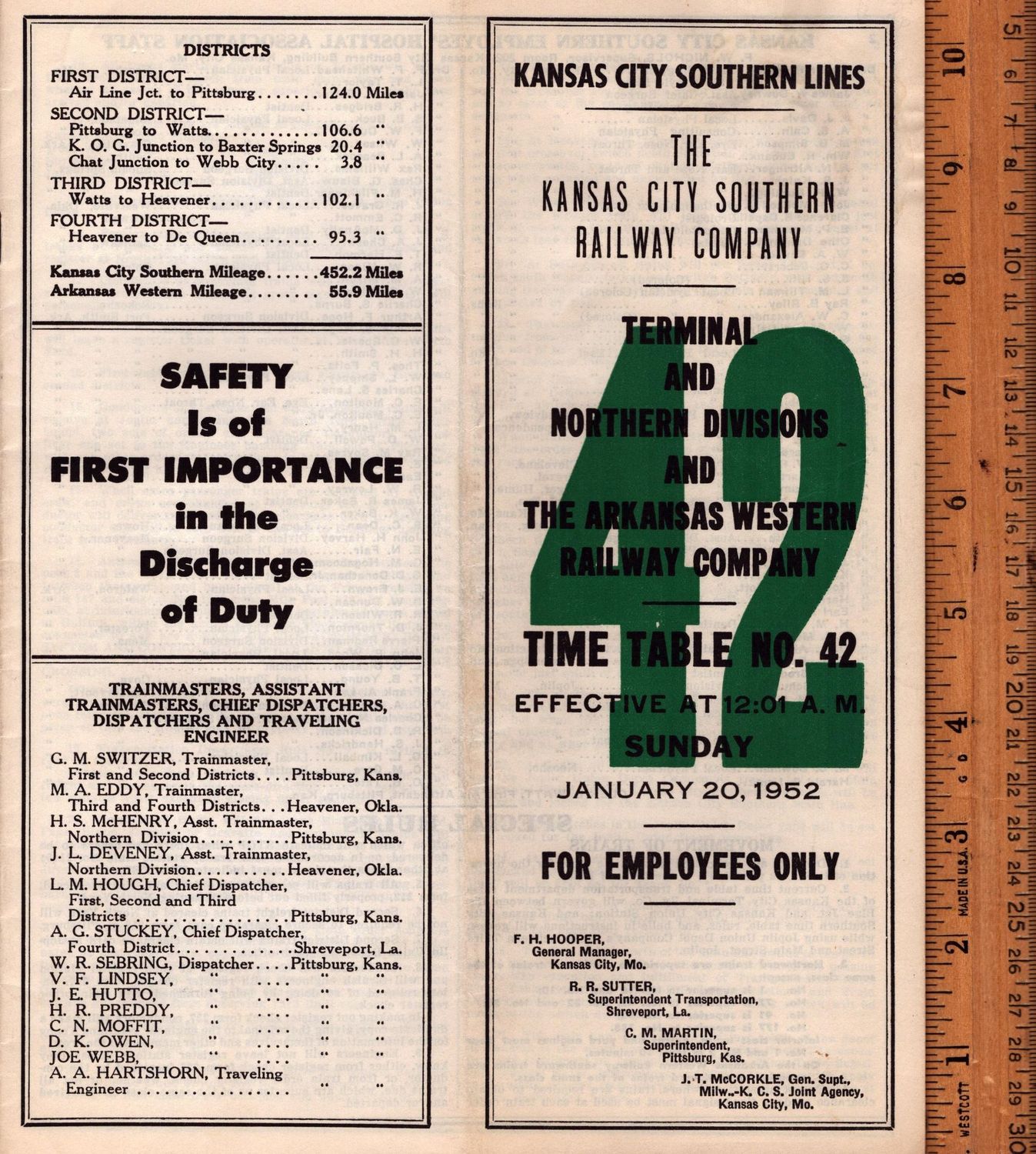 Kansas City Southern Terminal and Northern Divisions 1952