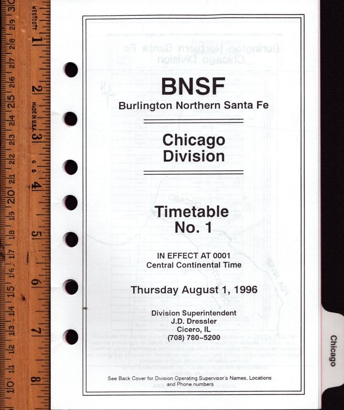 Burlington Northern Santa Fe Chicago Division 1996
