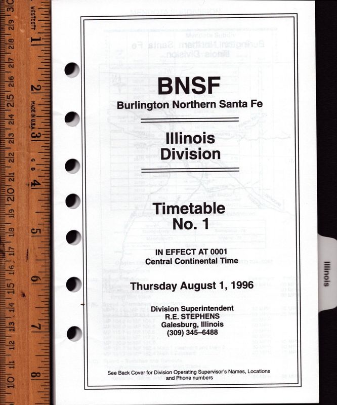Burlington Northern Santa Fe Illinois Division 1996