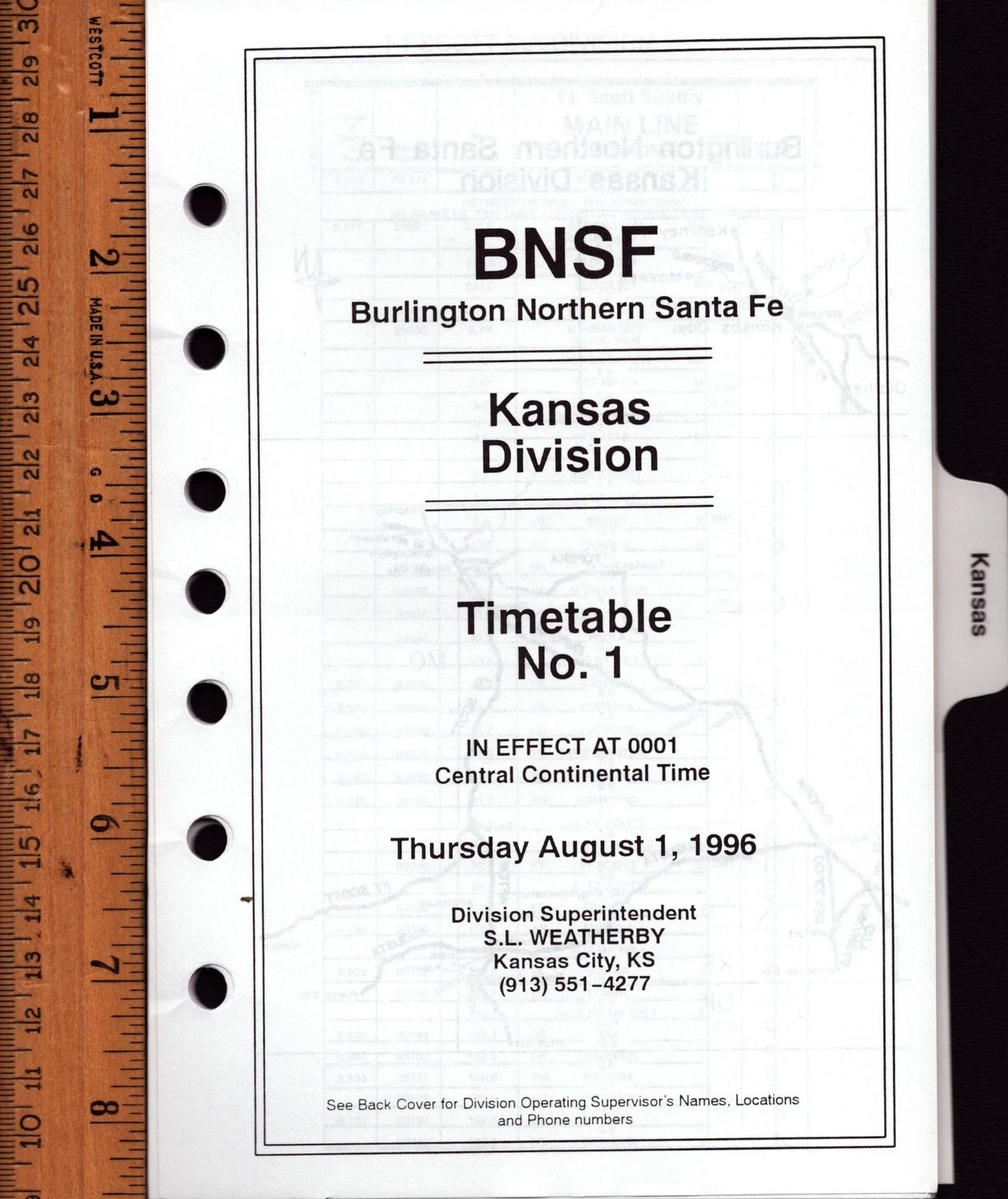 Burlington Northern Santa Fe Kansas Division 1996