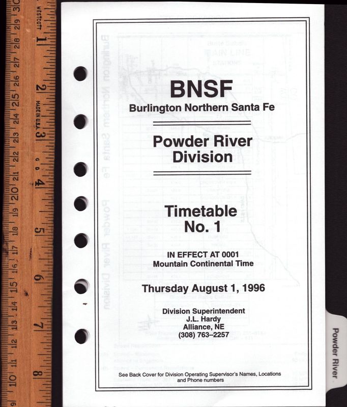 Burlington Northern Santa Fe Powder River Division 1996