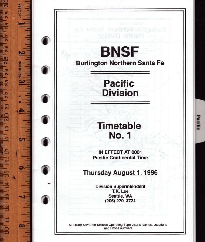 Burlington Northern Santa Fe Pacific Division 1996