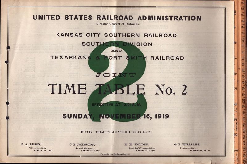 Kansas City Southern Southern Division and Texarkana & Fort Smith RR Joint 1919