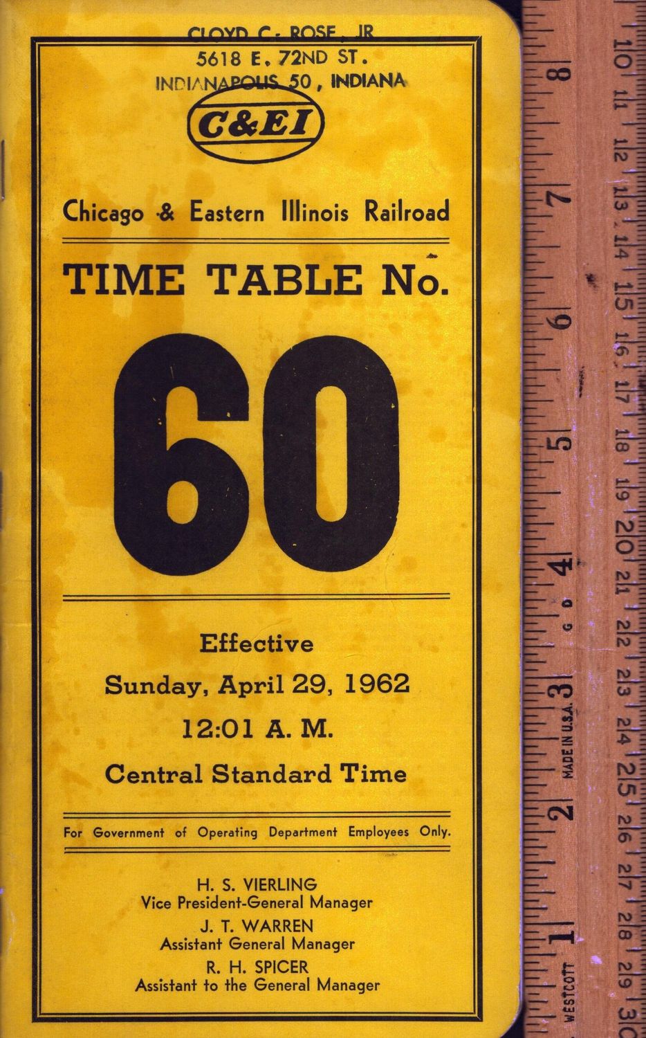 Chicago & Eastern Illinois Railroad 1962