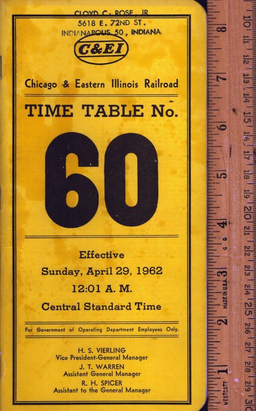 Chicago & Eastern Illinois Railroad 1962