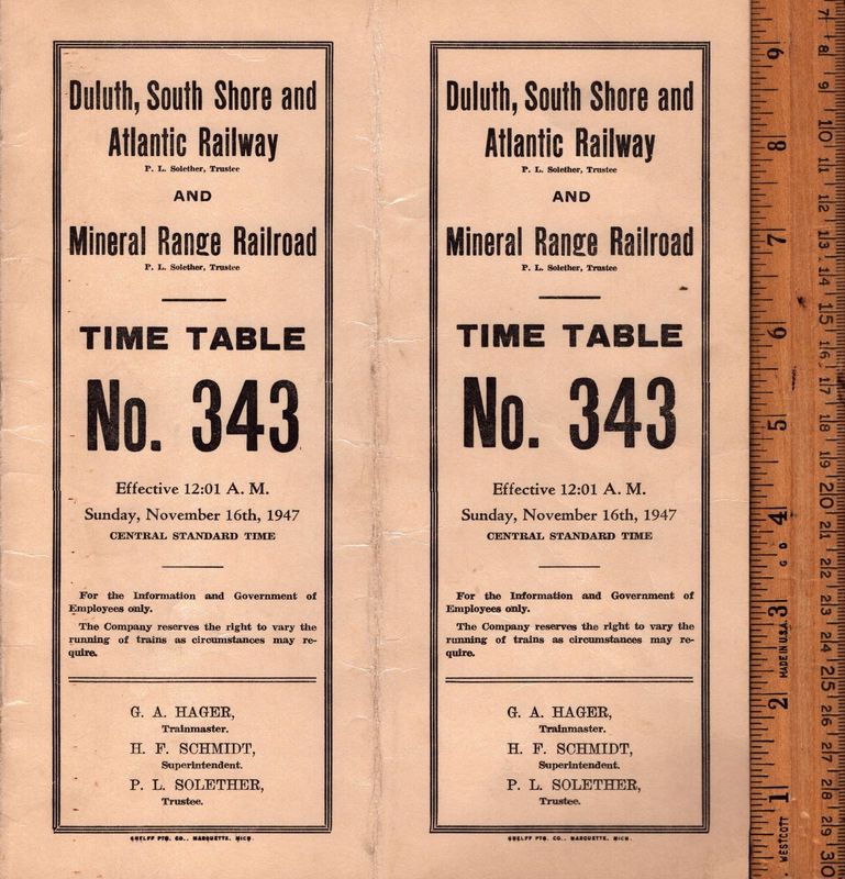 Duluth, South Shore and Atlantic Railroad and Mineral Range Railroad 1947
