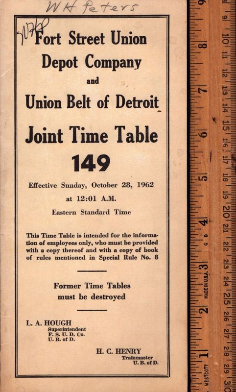 Fort Street Union Depot Co. and Union Belt of Detroit 1962