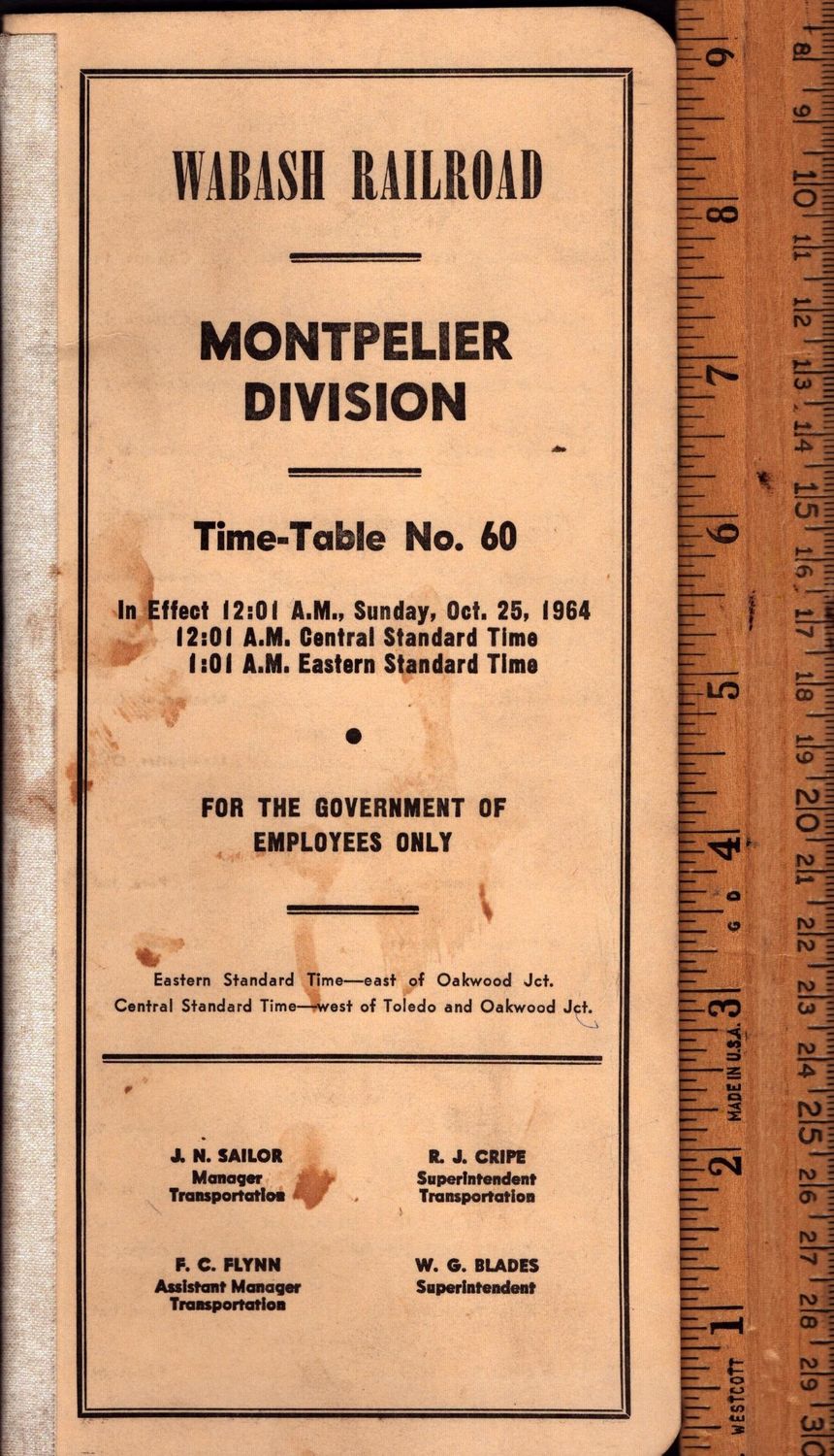 Wabash Montpelier Division 1964