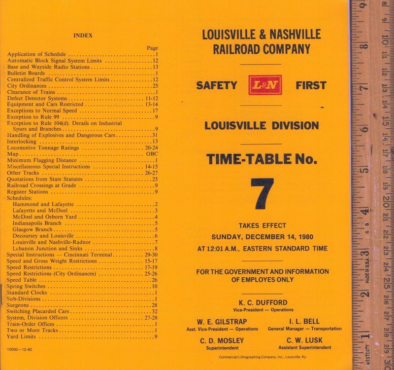 Louisville & Nashville Louisville Division 1980