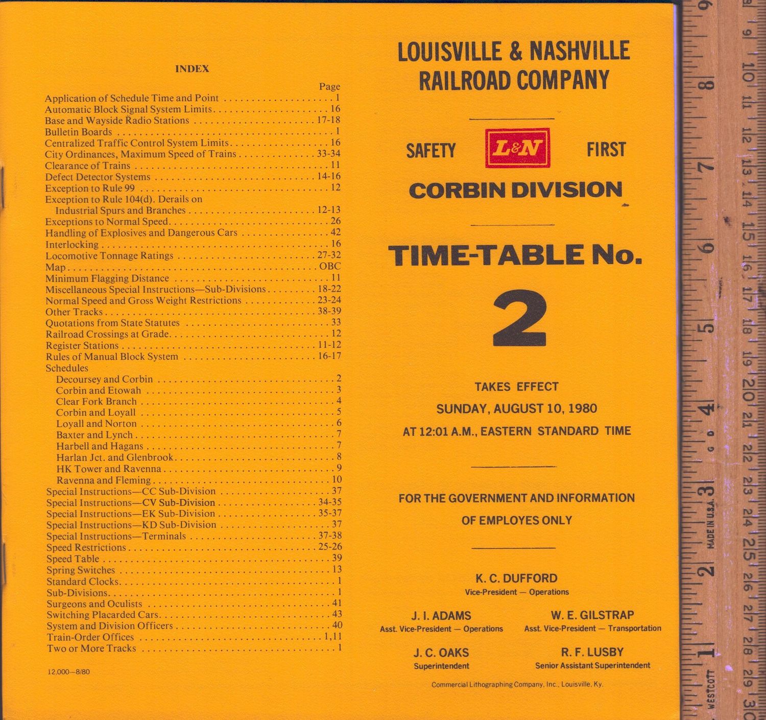 Louisville & Nashville Corbin Division 1980