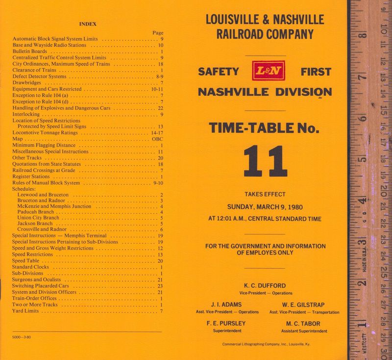 Louisville & Nashville Nashville Division 1980