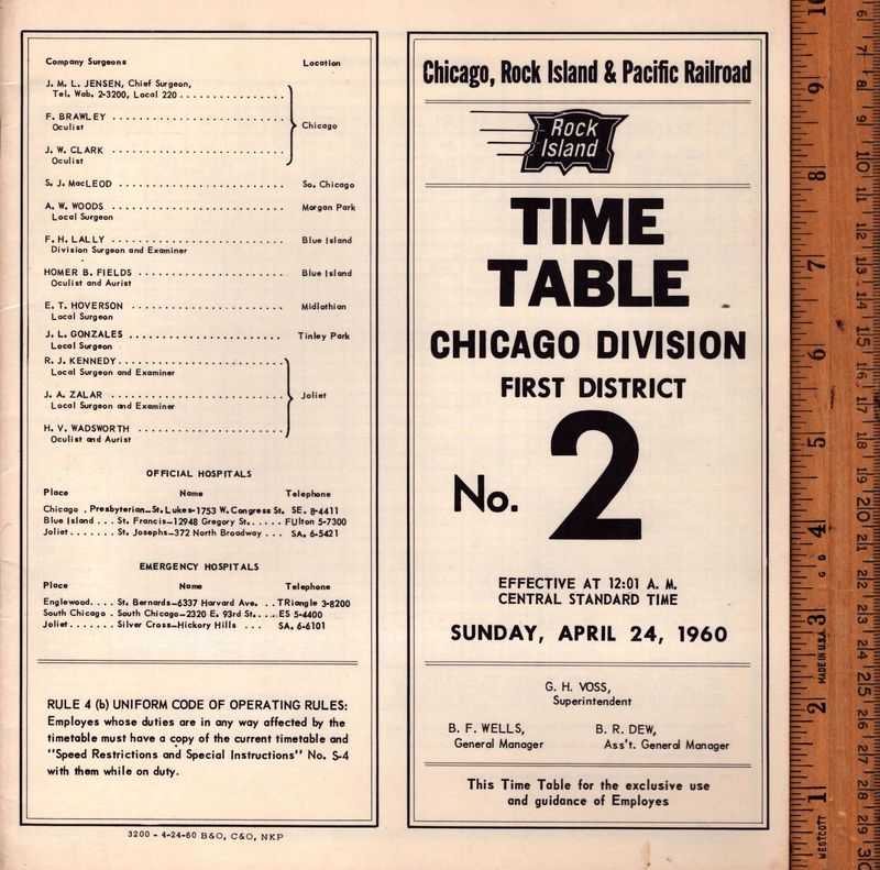 Rock Island Chicago Division 1960