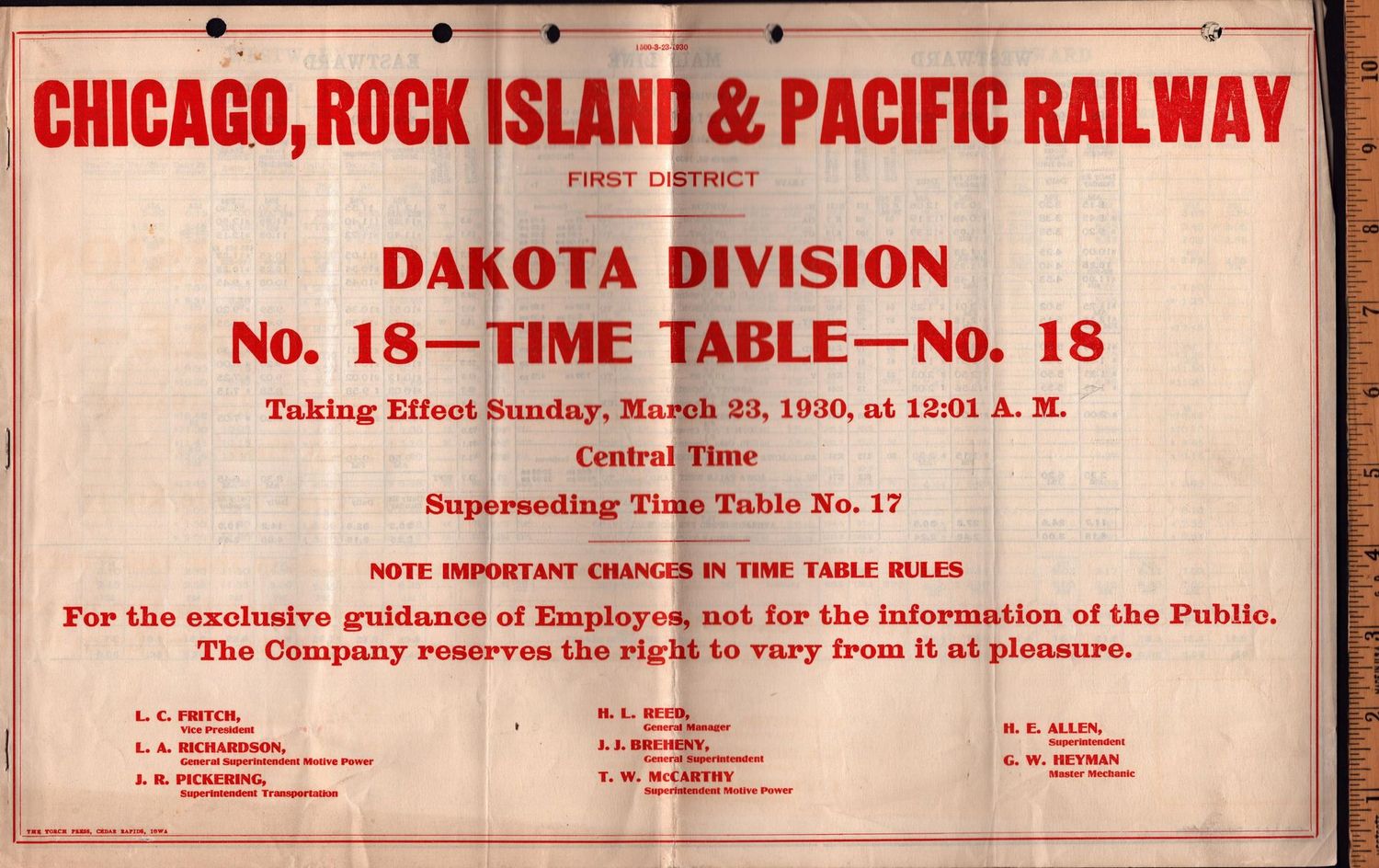 Rock Island Dakota Division 1930