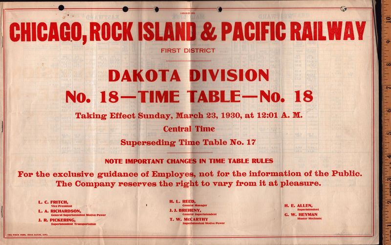 Rock Island Dakota Division 1930