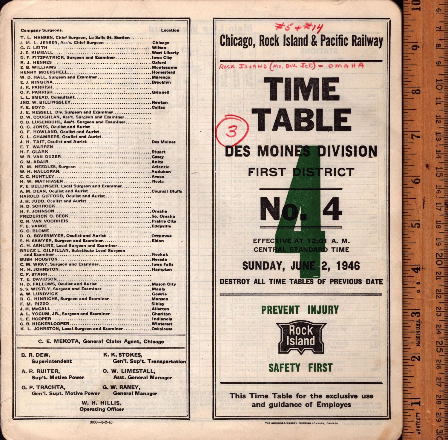 Rock Island Des Moines Division 1946