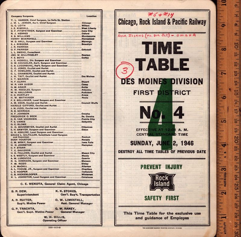 Rock Island Des Moines Division 1946