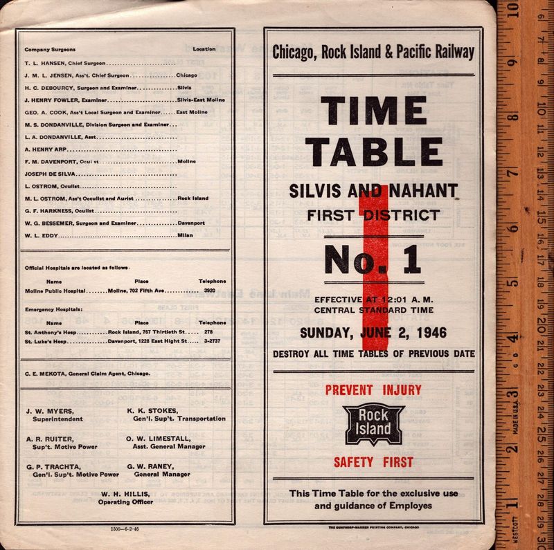 Rock Island Silvis and Nahant 1946