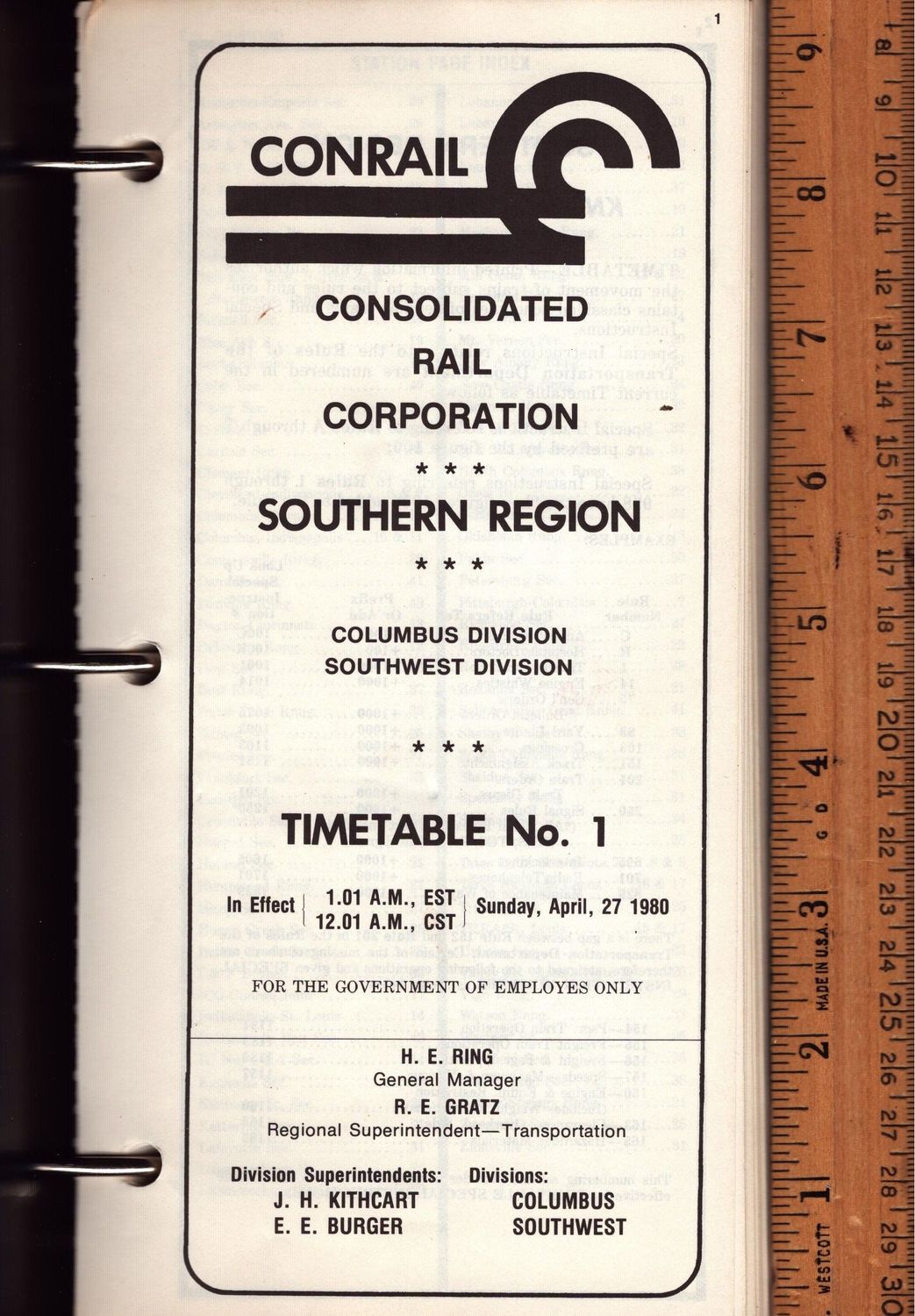 Conrail Southern Region 1980