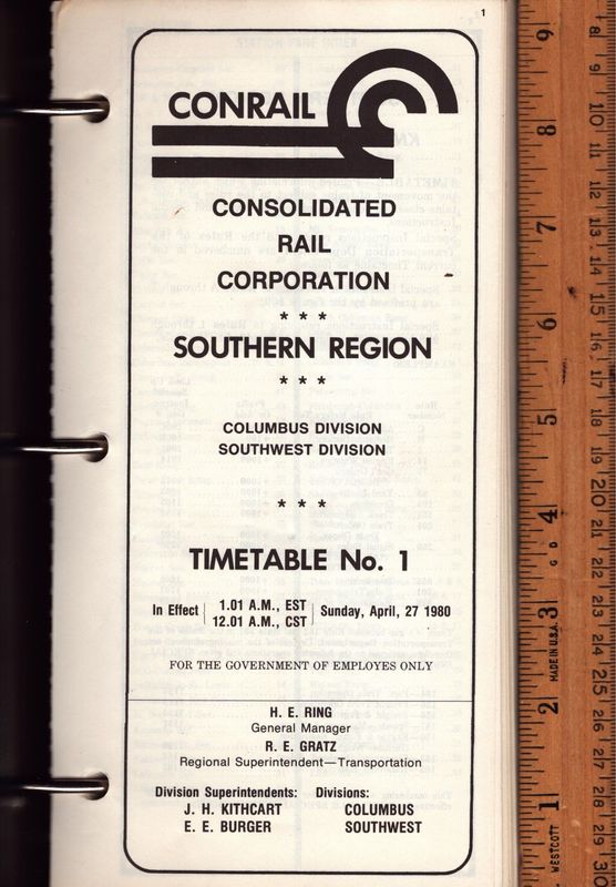 Conrail Southern Region 1980
