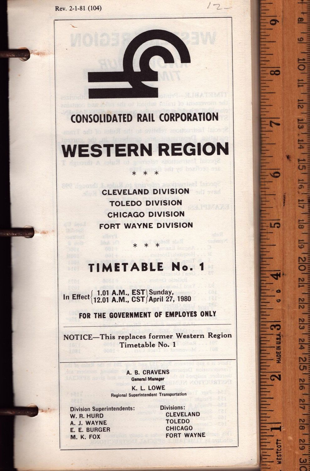 Conrail Western Region 1980
