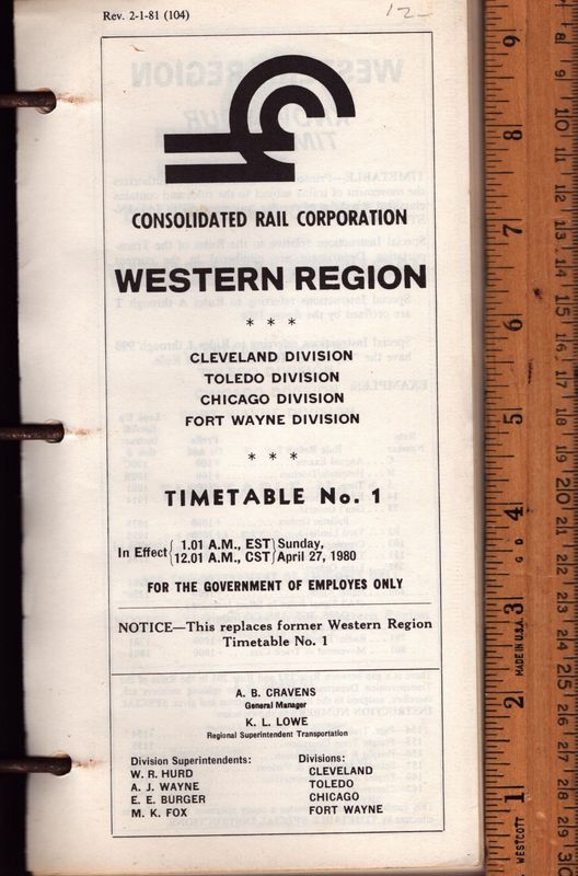 Conrail Western Region 1980