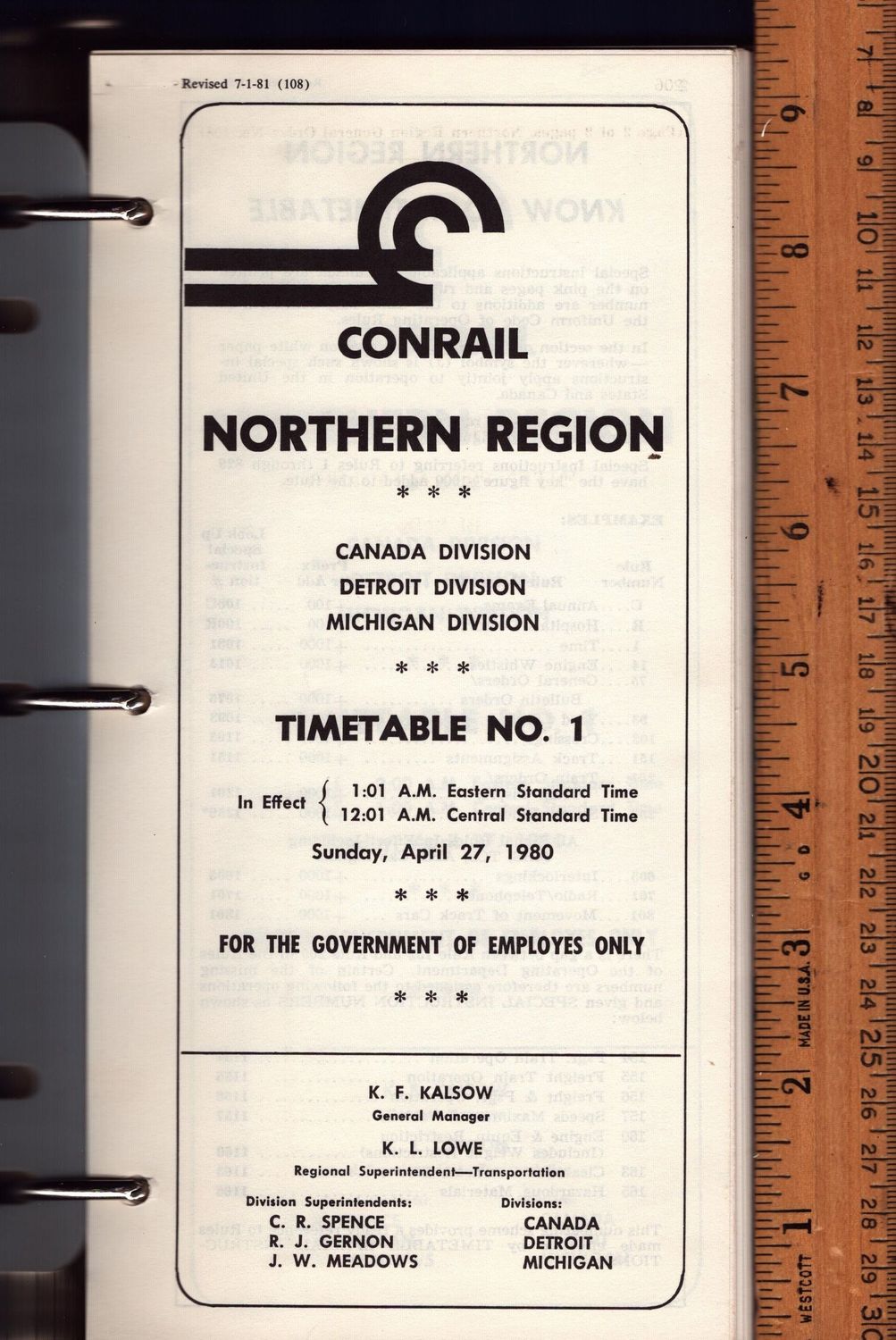 Conrail Northern Region 1980