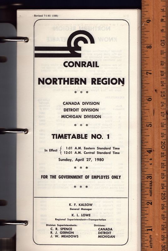 Conrail Northern Region 1980