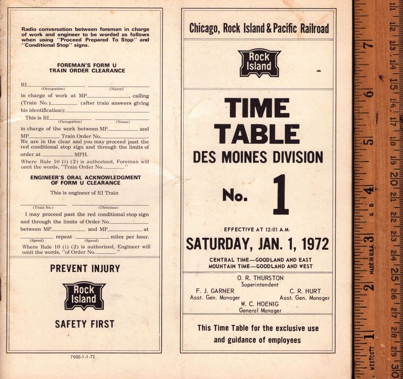 Rock Island Des Moines Division 1972