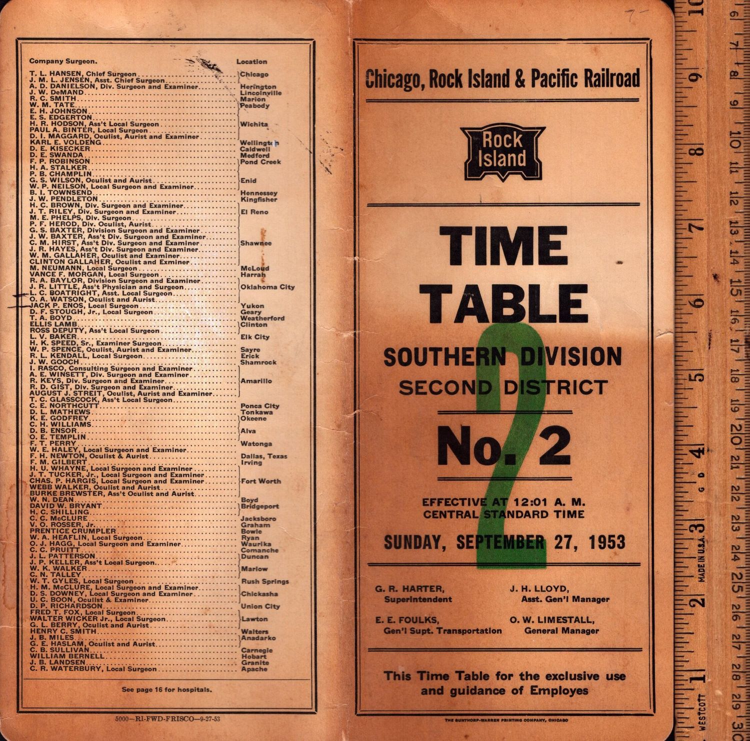 Rock Island Southern Division 1953